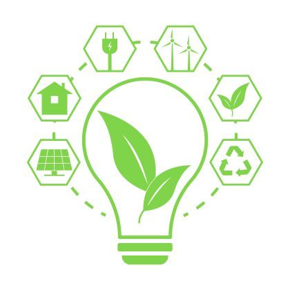 Energy saving concept. The concept of nature conservation and ecology. Solar panels and windmills. Ecology, renewable alternative energy sources. Vector.